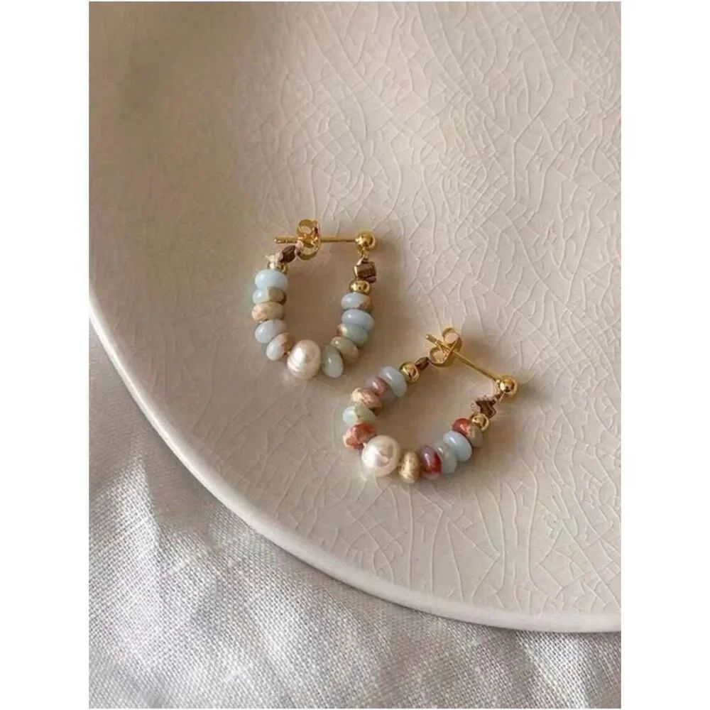 Pastel Blue Beads hoop A1850